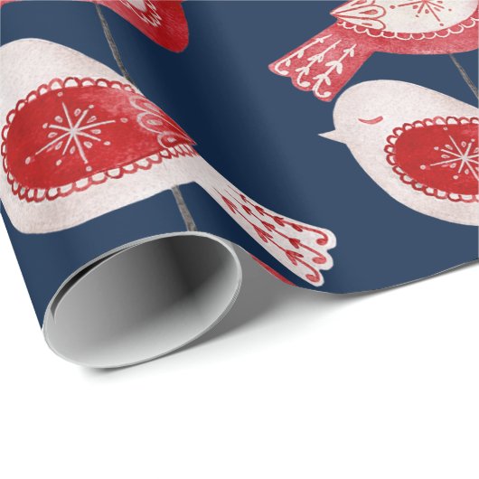 Skandinavier Roter Vogel Geschenkpapier (Rolleneckpunkt)