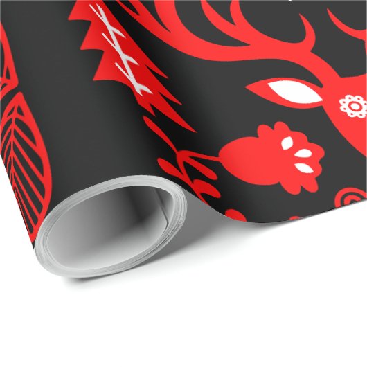 Skandinavier Rotweihirsch Geschenkpapier (Rolleneckpunkt)