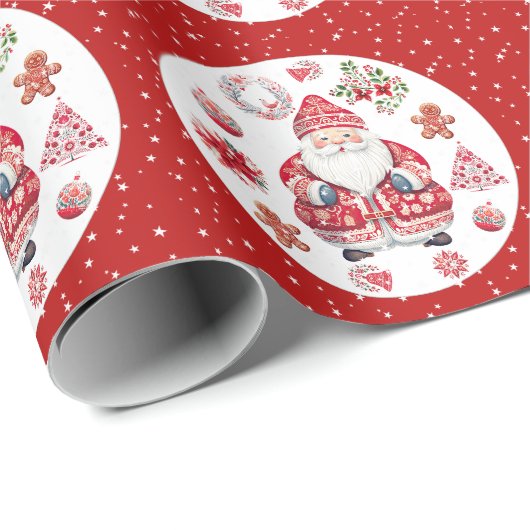 Skandinavier Santa Claus Red Geschenkpapier (Rolleneckpunkt)