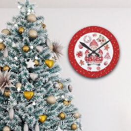 Skandinavier Santa Claus Red Runde Wanduhr