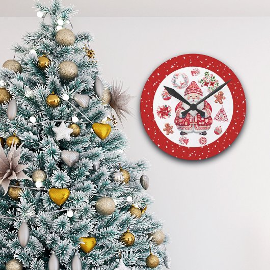 Skandinavier Santa Claus Red Runde Wanduhr