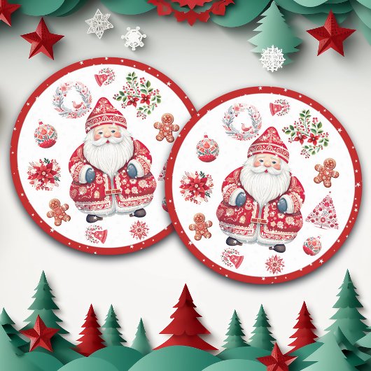 Skandinavier Santa Claus Red Runder Pappuntersetzer