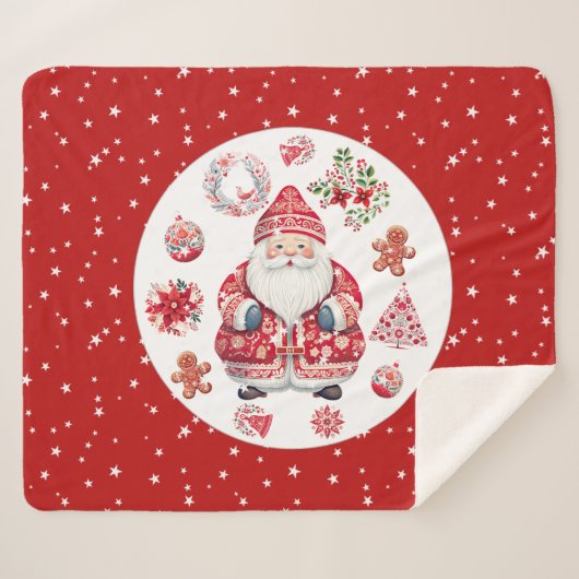 Skandinavier Santa Claus Rotes Medium Sherpadecke (Vorderseite (Horizontal))