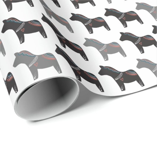 Skandinavier Schwedischer Dala Horse Geschenkpapie Geschenkpapier (Rolleneckpunkt)