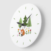 Skandinavier Stil Fox Blume Bäume Illustration Große Wanduhr (Winkel)