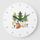 Skandinavier Stil Fox Blume Bäume Illustration Große Wanduhr (Vorderseite)
