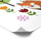 Skandinavier Stil Fox Blume Bäume Illustration Poster (Ecke)