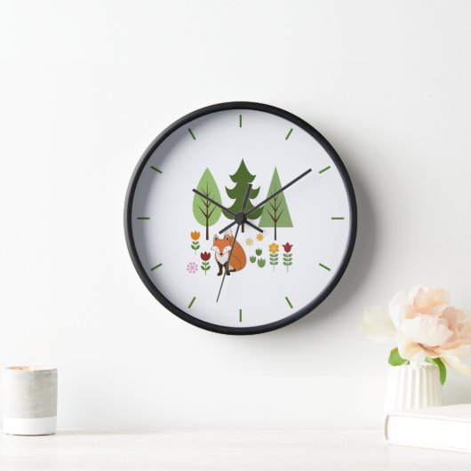 Skandinavier Stil Fox Blume Bäume Illustration Uhr (Zuhause)