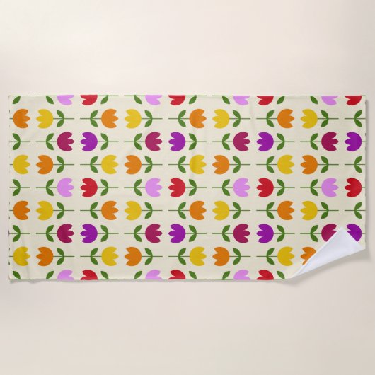 Skandinavier Stilcol auf CRM Blume Rpt Muster Strandtuch (Vorderseite)