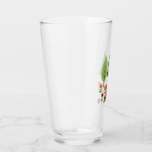 Skandinavier Style Fox Blume Tree Illustration Glas (Rechts)