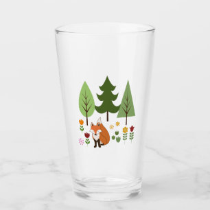Skandinavier Style Fox Blume Tree Illustration Glas
