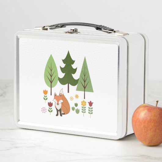 Skandinavier Style Fox Blume Tree Illustration Metall Brotdose (Beispiel)