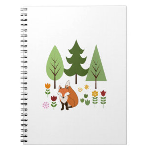 Skandinavier Style Fox Blume Tree Illustration Notizblock