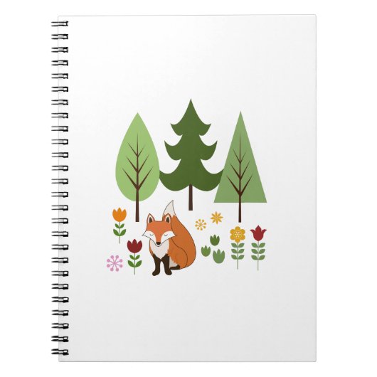 Skandinavier Style Fox Blume Tree Illustration Notizblock (Vorderseite)