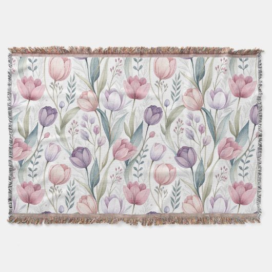 Skandinavier Tulip Blumenmuster Decke (Vorderseite)