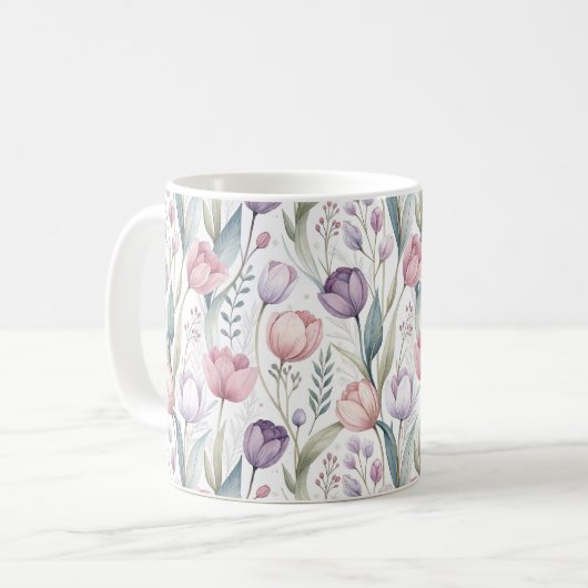 Skandinavier Tulip Blumenmuster Kaffeetasse (Vorderseite Links)