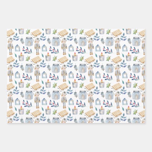 Skandinavier Weihnachtsgenom Geschenkpapier Set (Vorderseite 3)