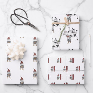 Skandinavier Weihnachtsgnome Tomten   Geschenkpapier Set