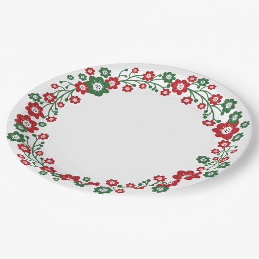 Skandinavier Weihnachtskranz Pappteller (Schrägansicht)