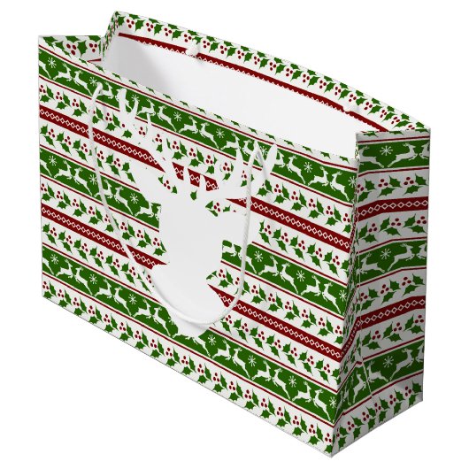 Skandinavier Weißer Rentier Große Geschenktüte (Rückseite Schrägansicht)