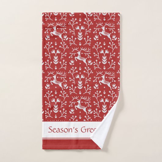 Skandinavier Weißer Rentier Weihnachten Badhandtuch Set (Handtuch)