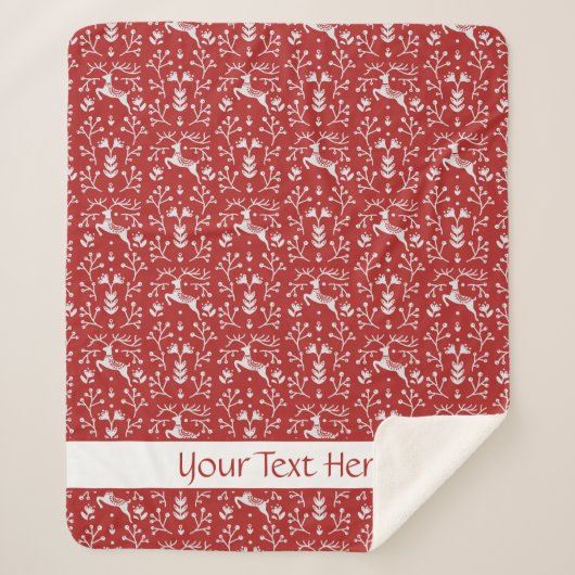 Skandinavier Weißer Rentier Weihnachten Sherpadecke (Vorderseite)