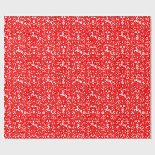 Skandinavier Weißer Rentier Weihnachtsfest in Flor Geschenkpapier (Flach)