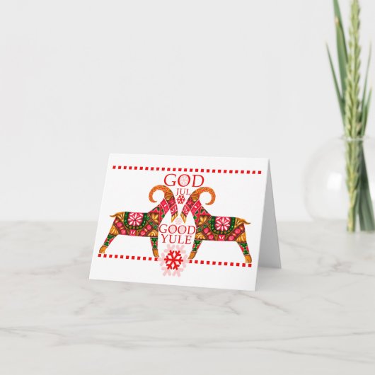 Skandinavier Xmas Jul Bock geklappte Grußkarte Karte (Vorderseite)