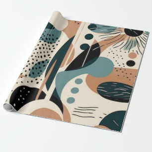 Skandinavisch Geometrisch Marine Teal Terrakotta C Geschenkpapier
