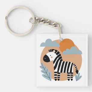Skandinavisch inspirierte, launische Zebra Schlüsselanhänger