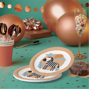 Skandinavisch inspiriertes, launisches Zebra Pappteller