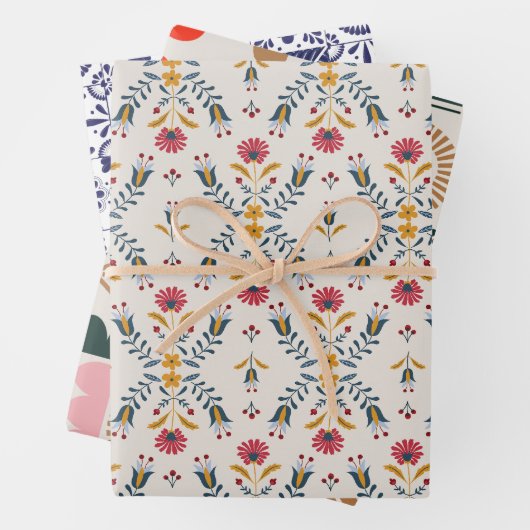 skandinavische abstrakte Blume Geschenkpapier Set (Beispiel)