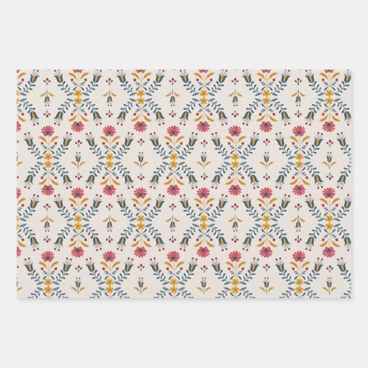 skandinavische abstrakte Blume Geschenkpapier Set (Vorderseite)