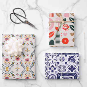 skandinavische abstrakte Blume Geschenkpapier Set