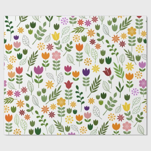 Skandinavische Art-Flora u. Fauna-Muster Geschenkpapier (Flach)