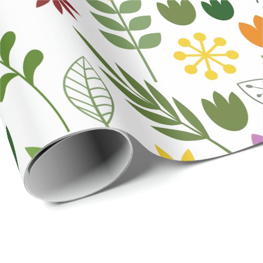 Skandinavische Art-Flora u. Fauna-Muster Geschenkpapier (Rolleneckpunkt)