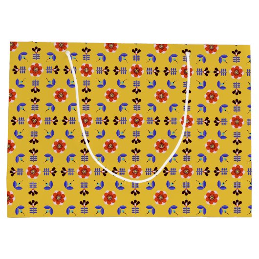 Skandinavische Art-geometrisches Blumenmuster Große Geschenktüte (Rückseite)