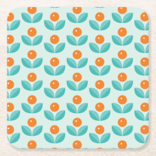 Skandinavische Art-geometrisches orange Muster Rechteckiger Pappuntersetzer