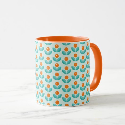 Skandinavische Art-geometrisches orange Muster Tasse (VorderseiteRechts)
