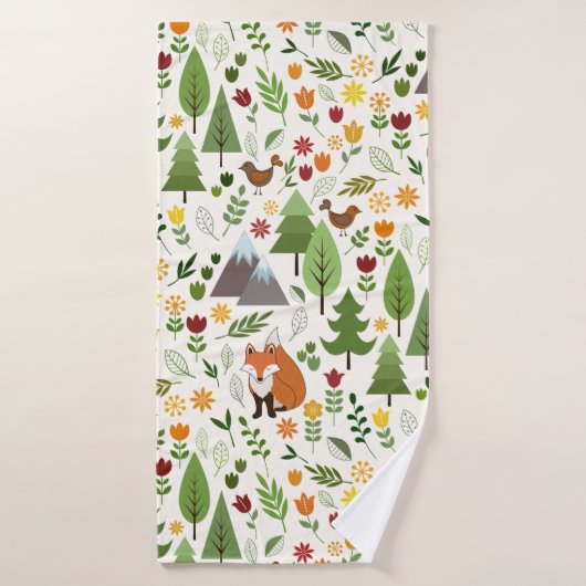 Skandinavische Art-Illustrationen auf Crm großes Badehandtuch (Badehandtuch)