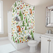 Skandinavische Art-Illustrationen auf Sahnemuster Duschvorhang (Beispiel)