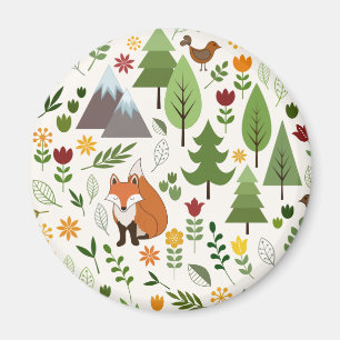 Skandinavische Art-Illustrationen auf Sahnemuster Magnet