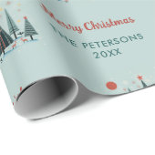 Skandinavische Bäume Rentierfest Personalisiert Geschenkpapier (Rolleneckpunkt)