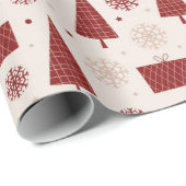 Skandinavische Bäume und Schneeflocken Winter Weih Geschenkpapier (Rolleneckpunkt)