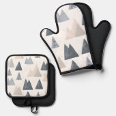 Skandinavische Berggipfel Ofenhandschuh & Topflappen-Set (Vorderseite/Rückseite)