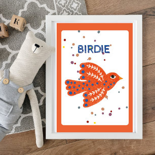 Skandinavische Birdie Kinderzimmer Wandkunst - Per Poster