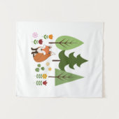 Skandinavische Blume für Fox und Text Wandteppich (Vorderseite (Horizontal))