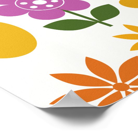 Skandinavische Blume Großes Muster Poster (Ecke)