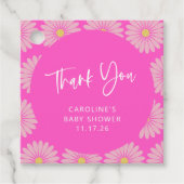 Skandinavische Blume Pink Baby Dusche Danke Geschenkanhänger (Vorderseite)
