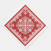 Skandinavische Blume Snowflake 1, rot weiß Serviette (Ecke)